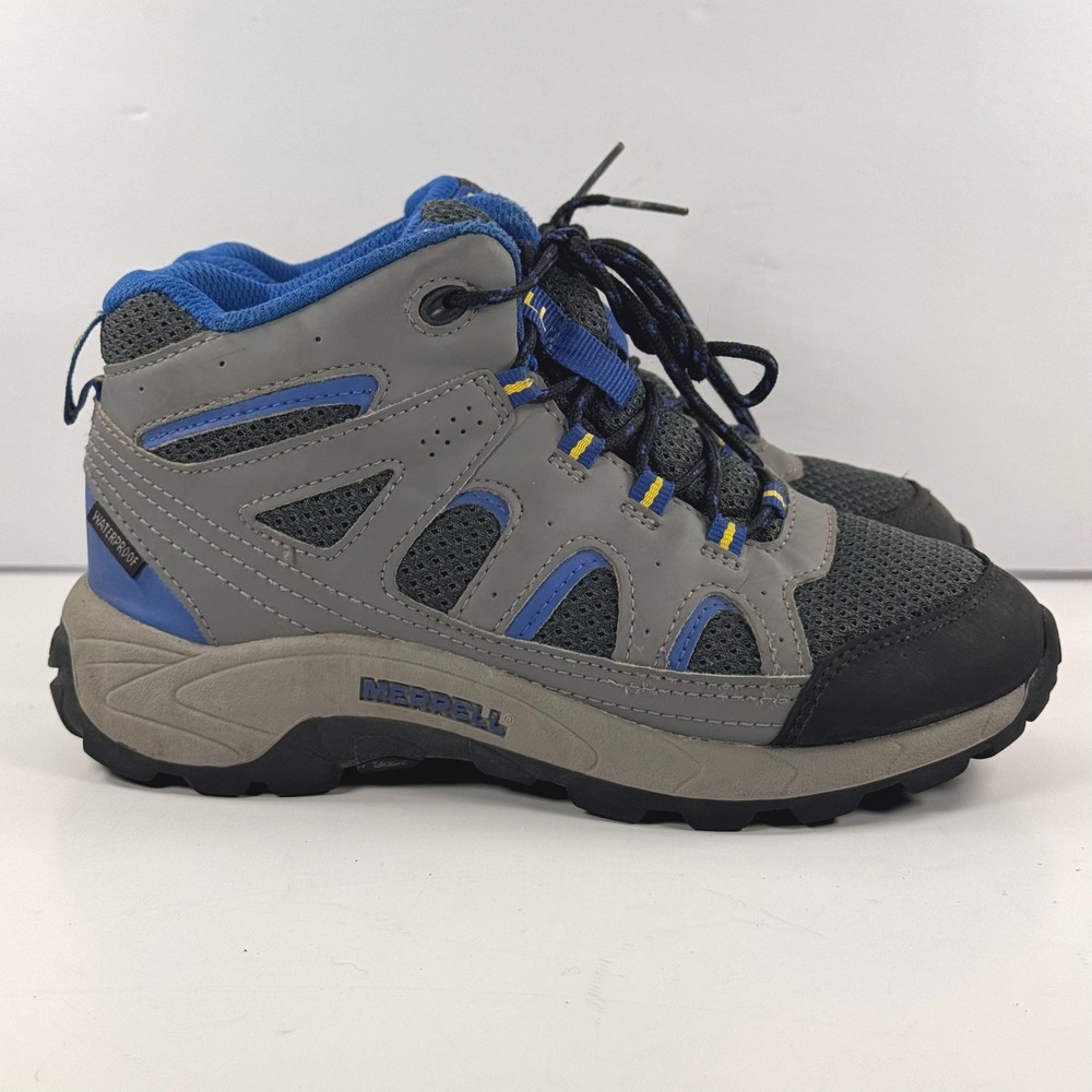 Merrell MK264767 Grey Blue Waterproof Hiking Boots Youth Size 2M MK264767